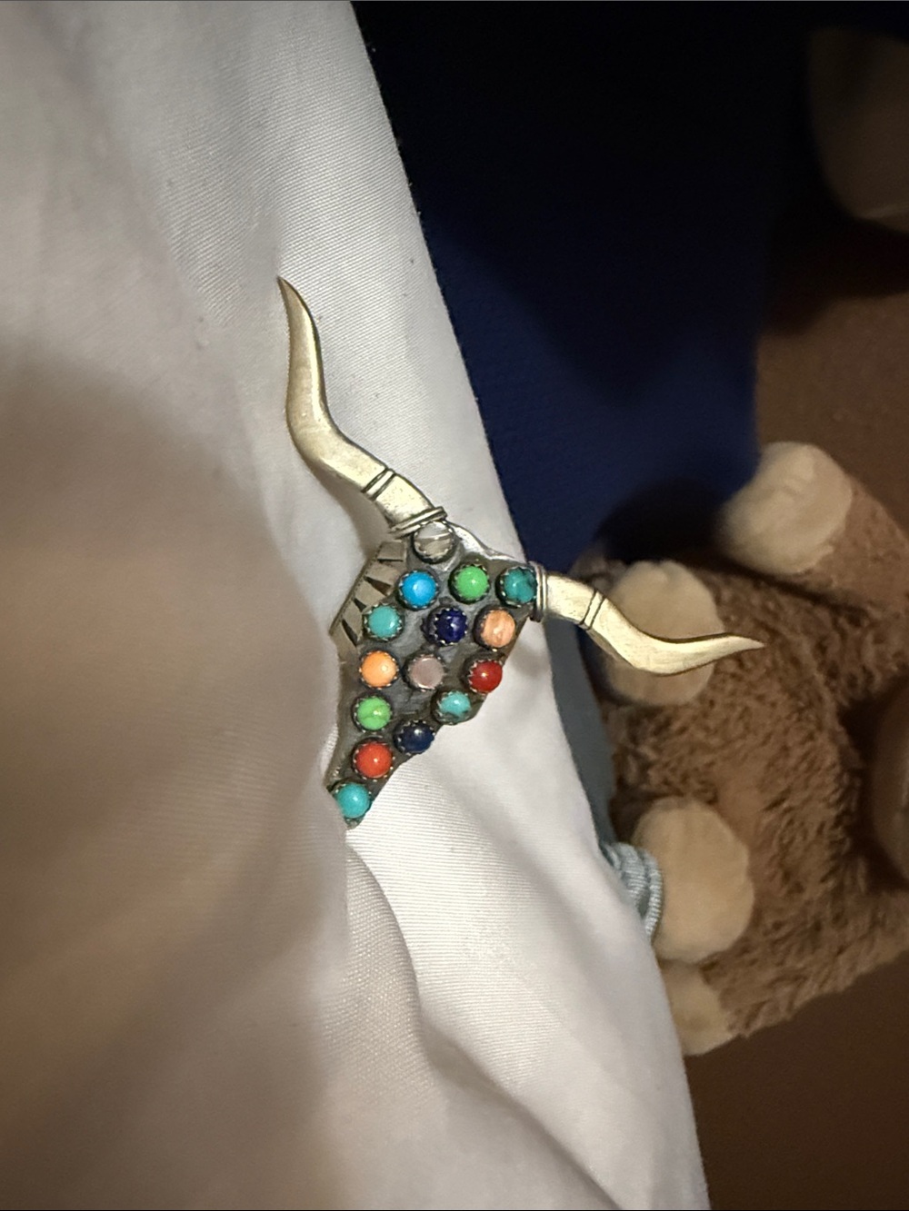 Southwestern Multicolor Bull Skull Brooch